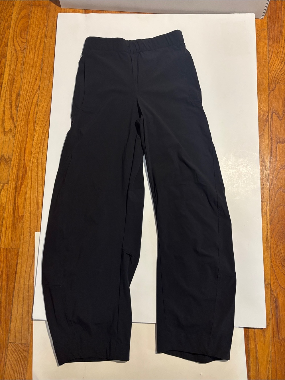 Ruti Wide-Leg Black on the loose work barrel Pants with Elastic Waist